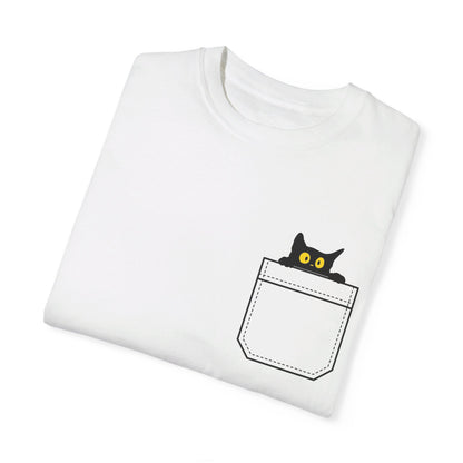 Pocket Cat T-Shirt | Unisex Garment-Dyed T-shirt - T-Shirt | A quirky, joy-filled design from Have Fun Spread Joy.