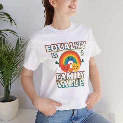 Equality Is a Family Value – Retro Rainbow Pride T-Shirt - T-Shirt | A quirky, joy-filled design from Have Fun Spread Joy.