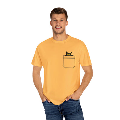 Pocket Cat T-Shirt | Unisex Garment-Dyed T-shirt - T-Shirt | A quirky, joy-filled design from Have Fun Spread Joy.