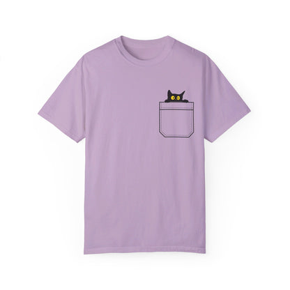 Pocket Cat T-Shirt | Unisex Garment-Dyed T-shirt - T-Shirt | A quirky, joy-filled design from Have Fun Spread Joy.