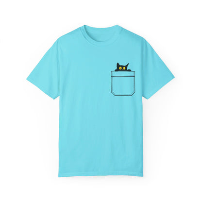 Pocket Cat T-Shirt | Unisex Garment-Dyed T-shirt - T-Shirt | A quirky, joy-filled design from Have Fun Spread Joy.