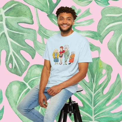 Golden Girls Illustrated | Unisex Garment-Dyed T-shirt - T-Shirt | A quirky, joy-filled design from Have Fun Spread Joy.