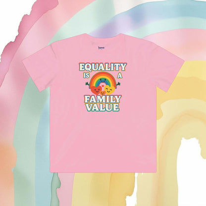 Equality Is a Family Value – Kids' Retro Rainbow Pride T-Shirt - Kids clothes | A quirky, joy-filled design from Have Fun Spread Joy.