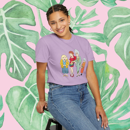 Golden Girls Illustrated | Unisex Garment-Dyed T-shirt - T-Shirt | A quirky, joy-filled design from Have Fun Spread Joy.