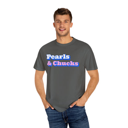 Pearls & Chucks General (Unisex Garment-Dyed T-shirt) - T-Shirt | A quirky, joy-filled design from Have Fun Spread Joy.