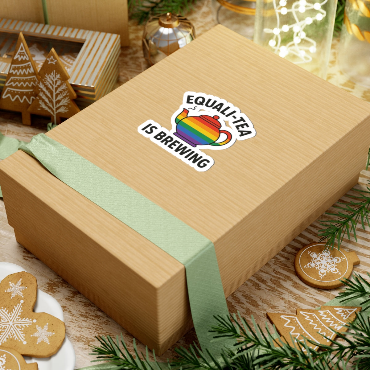 Rainbow Equali-Tea Brewing Kiss-Cut Stickers - Perfect for Pride & Tea Lovers - Paper products | A quirky, joy-filled design from Have Fun Spread Joy.