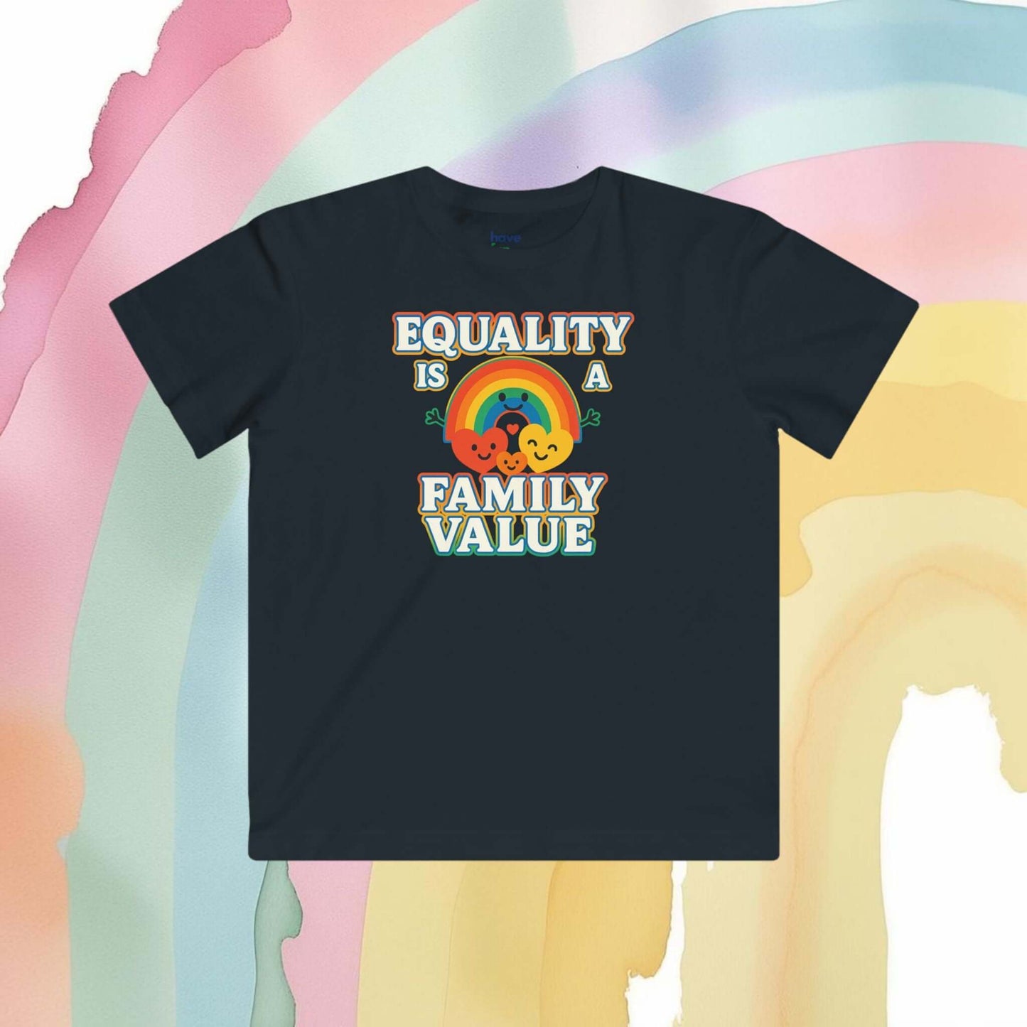 Equality Is a Family Value – Kids' Retro Rainbow Pride T-Shirt - Kids clothes | A quirky, joy-filled design from Have Fun Spread Joy.