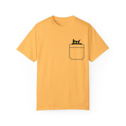 Pocket Cat T-Shirt | Unisex Garment-Dyed T-shirt - T-Shirt | A quirky, joy-filled design from Have Fun Spread Joy.