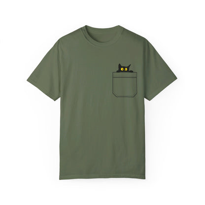 Pocket Cat T-Shirt | Unisex Garment-Dyed T-shirt - T-Shirt | A quirky, joy-filled design from Have Fun Spread Joy.