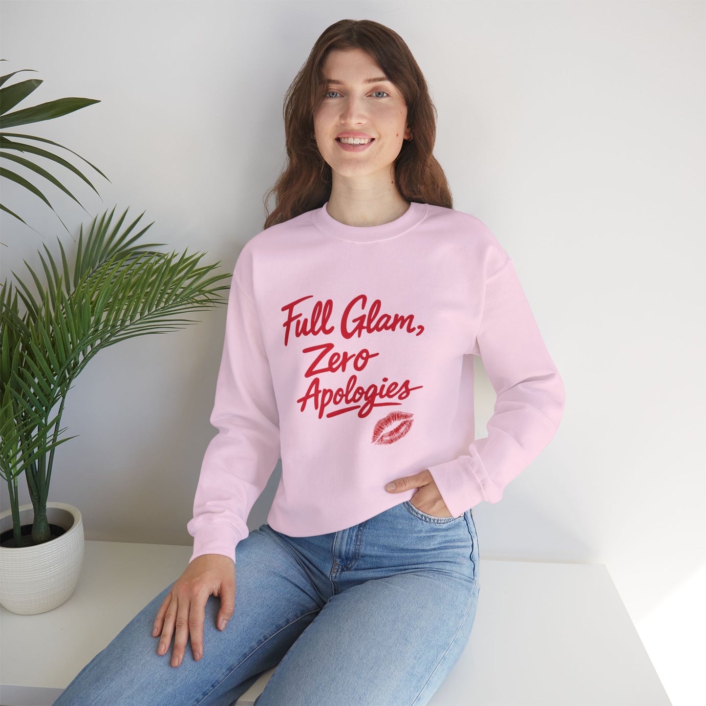 Full Glam, Zero Apologies | Unisex Graphic Crewneck Sweatshirt
