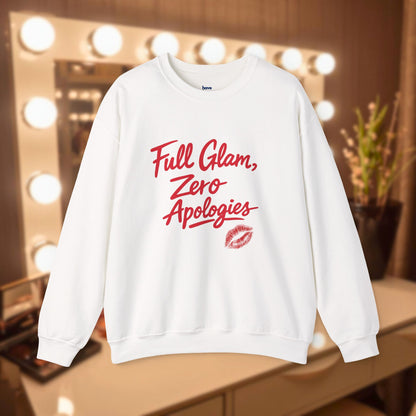Full Glam, Zero Apologies | Unisex Graphic Crewneck Sweatshirt
