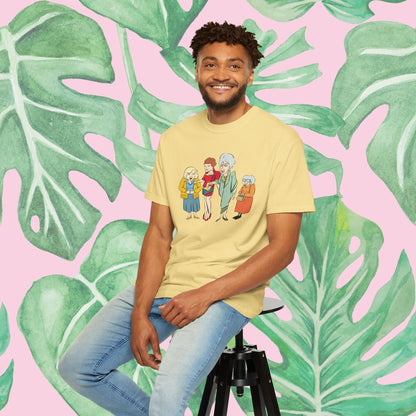 Golden Girls Illustrated | Unisex Garment-Dyed T-shirt - T-Shirt | A quirky, joy-filled design from Have Fun Spread Joy.