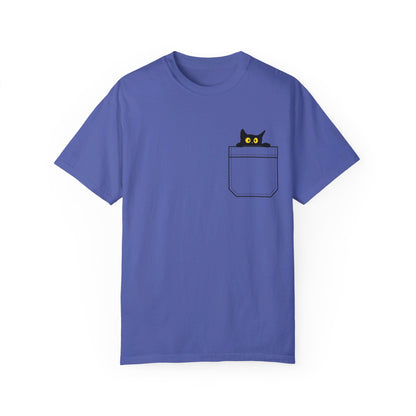 Pocket Cat T-Shirt | Unisex Garment-Dyed T-shirt - T-Shirt | A quirky, joy-filled design from Have Fun Spread Joy.