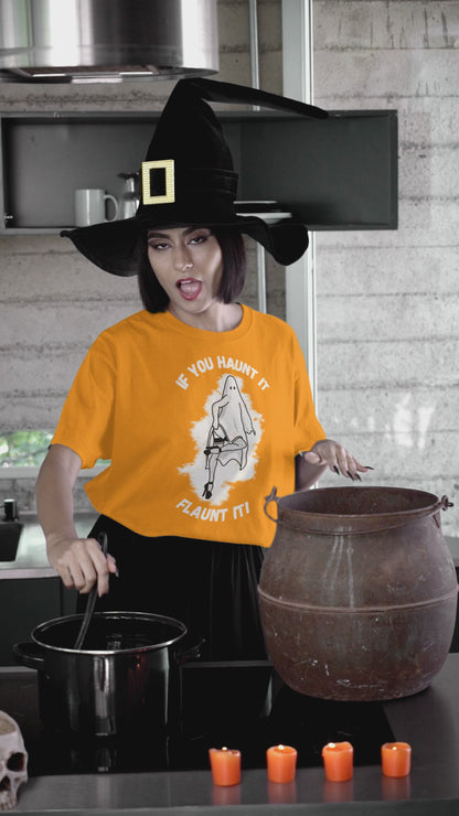 If You Haunt It, Flaunt It Illustrated Tee | Unisex Garment-Dyed T-shirt - T-Shirt | A quirky, joy-filled design from Have Fun Spread Joy.